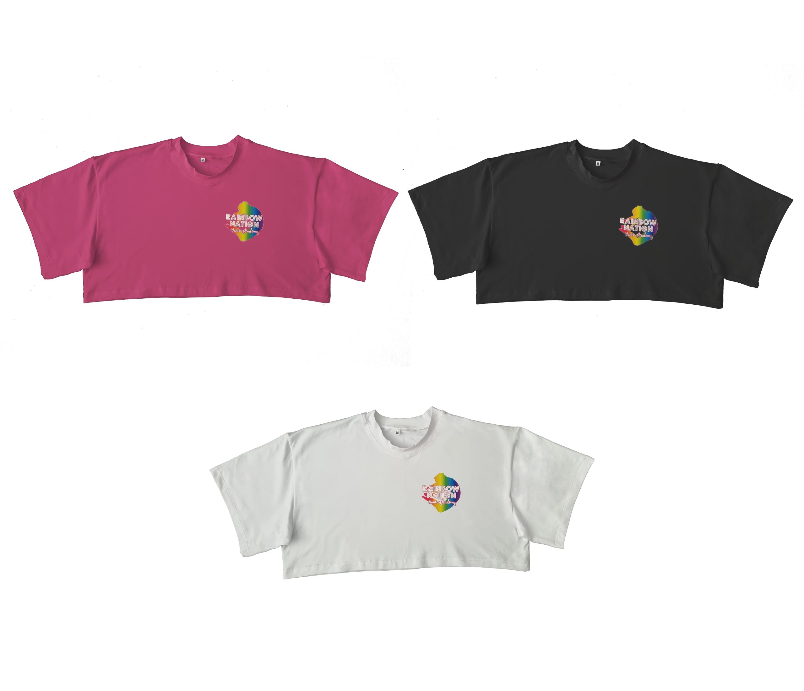 RNDA Branded Crop Top: White/Black/Hot Pink