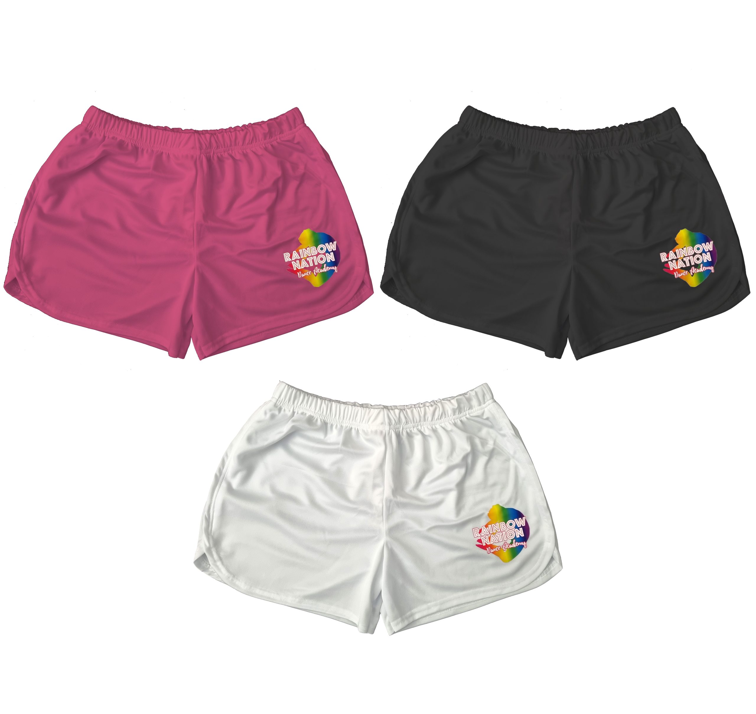 RNDA Branded Shorts: White/Black/Hot Pink