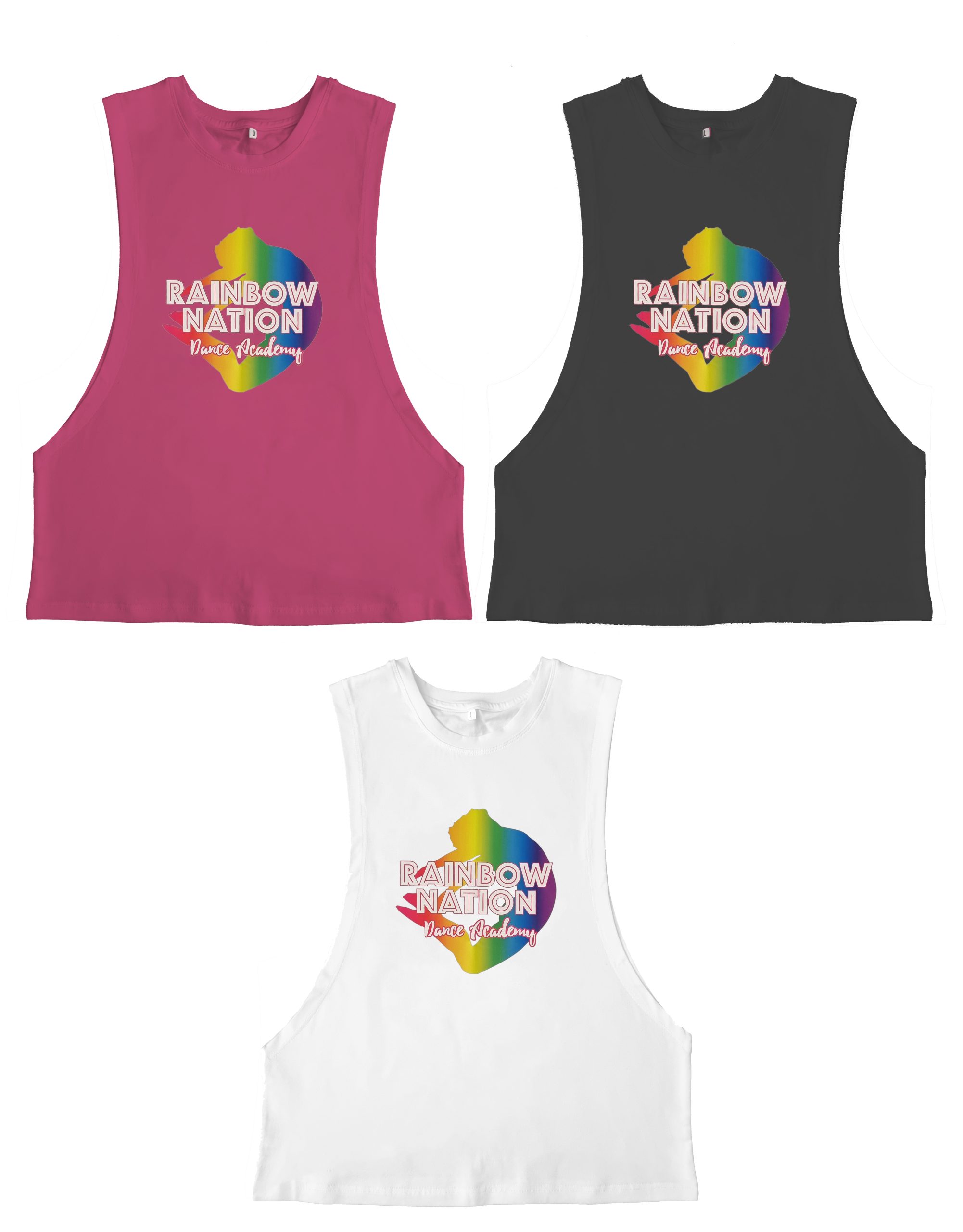 LIMITED EDITION – RNDA Branded Vest (Full Dropped Armhole): White/Black/Hot Pink